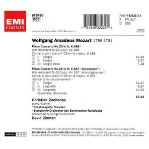 Christian Zacharias, Staatskapelle Dresden, Symphonie-Orchester des Bayerischen Rundfunks, David Zinman / Mozart: Piano Concertos 23 & 26 (CD)