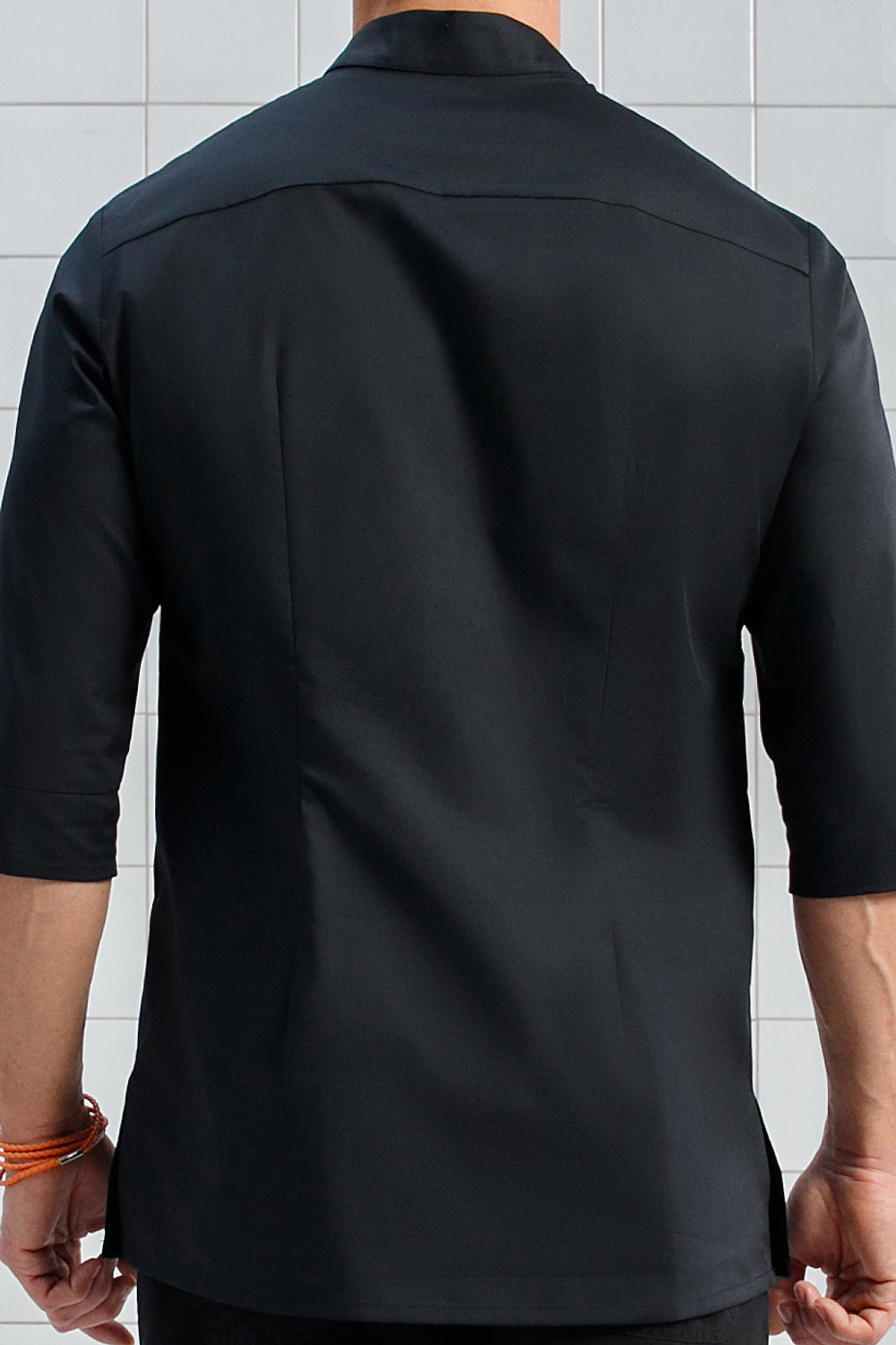 Рубашка - китель со смещенной застежкой черная