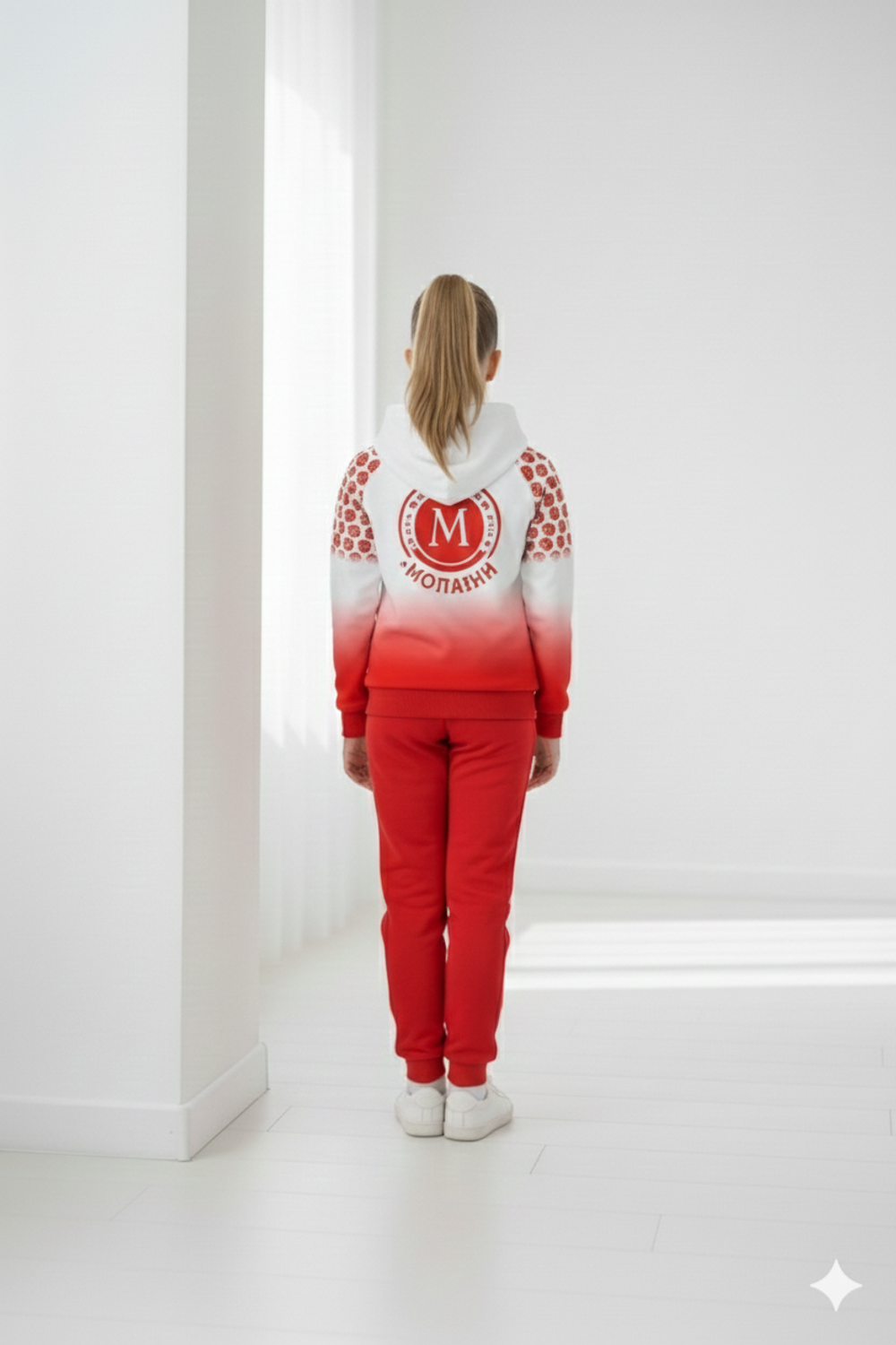 Sports team red suit with gradient and logo