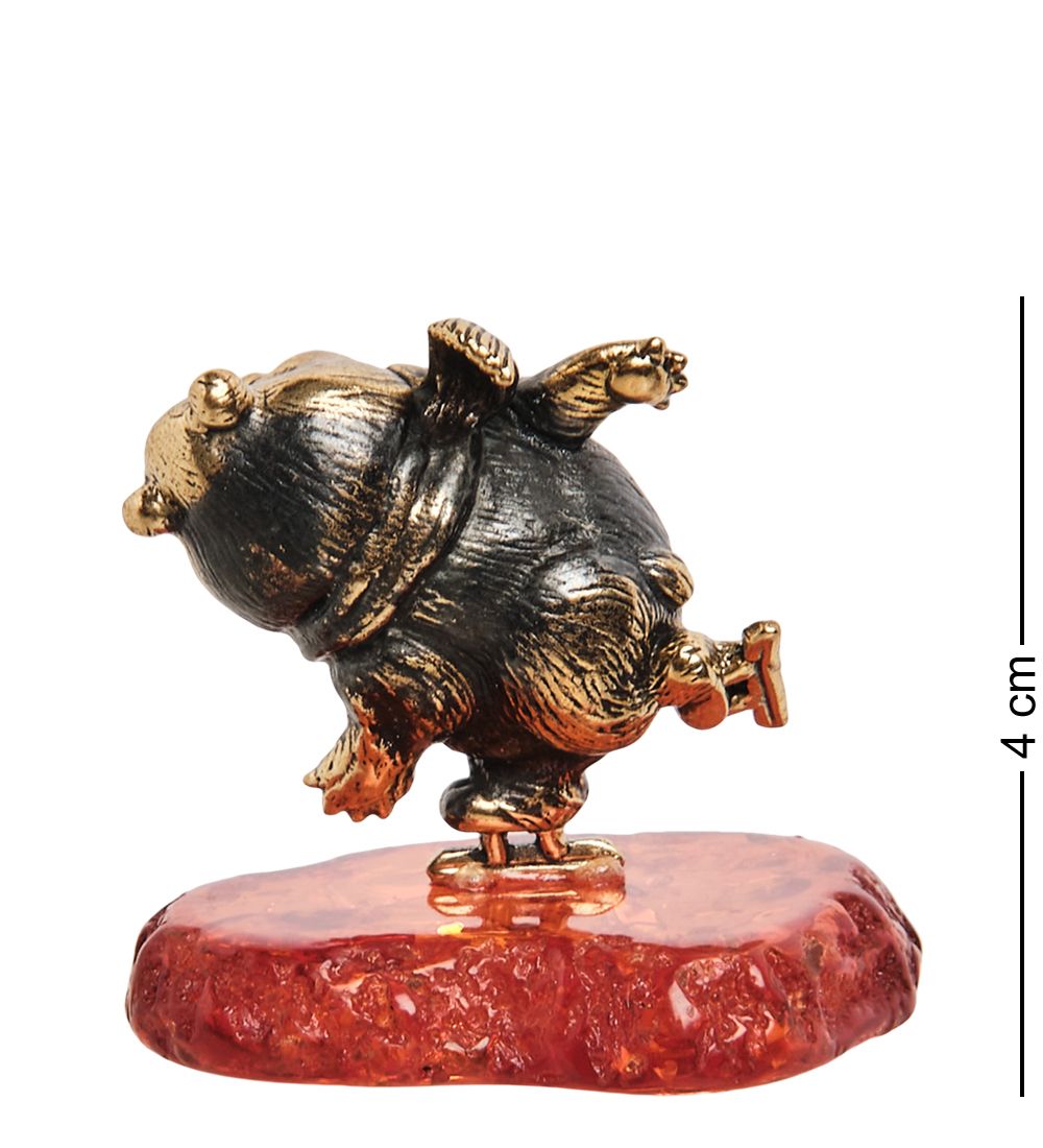 Народные промыслы AM-1337 Фигурка «Медведь конькобежец» (латунь, янтарь)