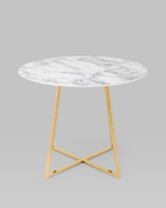 Стол обеденный Дакота 100*100 белый мрамор ножки золото