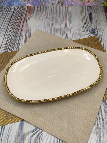 Блюдо сервировочное овальное 35,5х22х3 см. Бусины