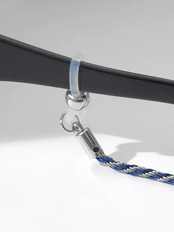 Цепочка для очков "Эстетика" №32, цвет сине-серебристый, 70 см