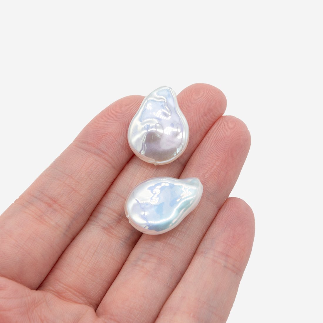 Бусина-жемчужина с яркими переливами, монетка, 20*15мм