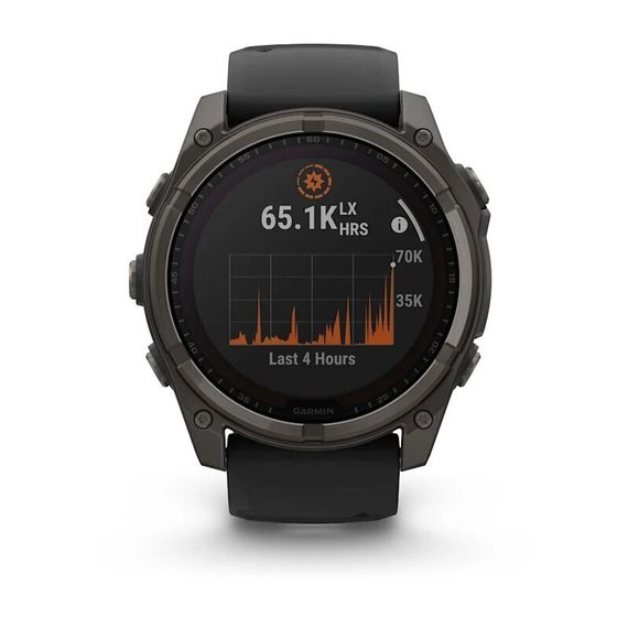 Умные часы Garmin Fenix 8, 51 мм, Solar, Sapphire Carbon Gray DLC Titanium with Black/Pebble Gray Silicone