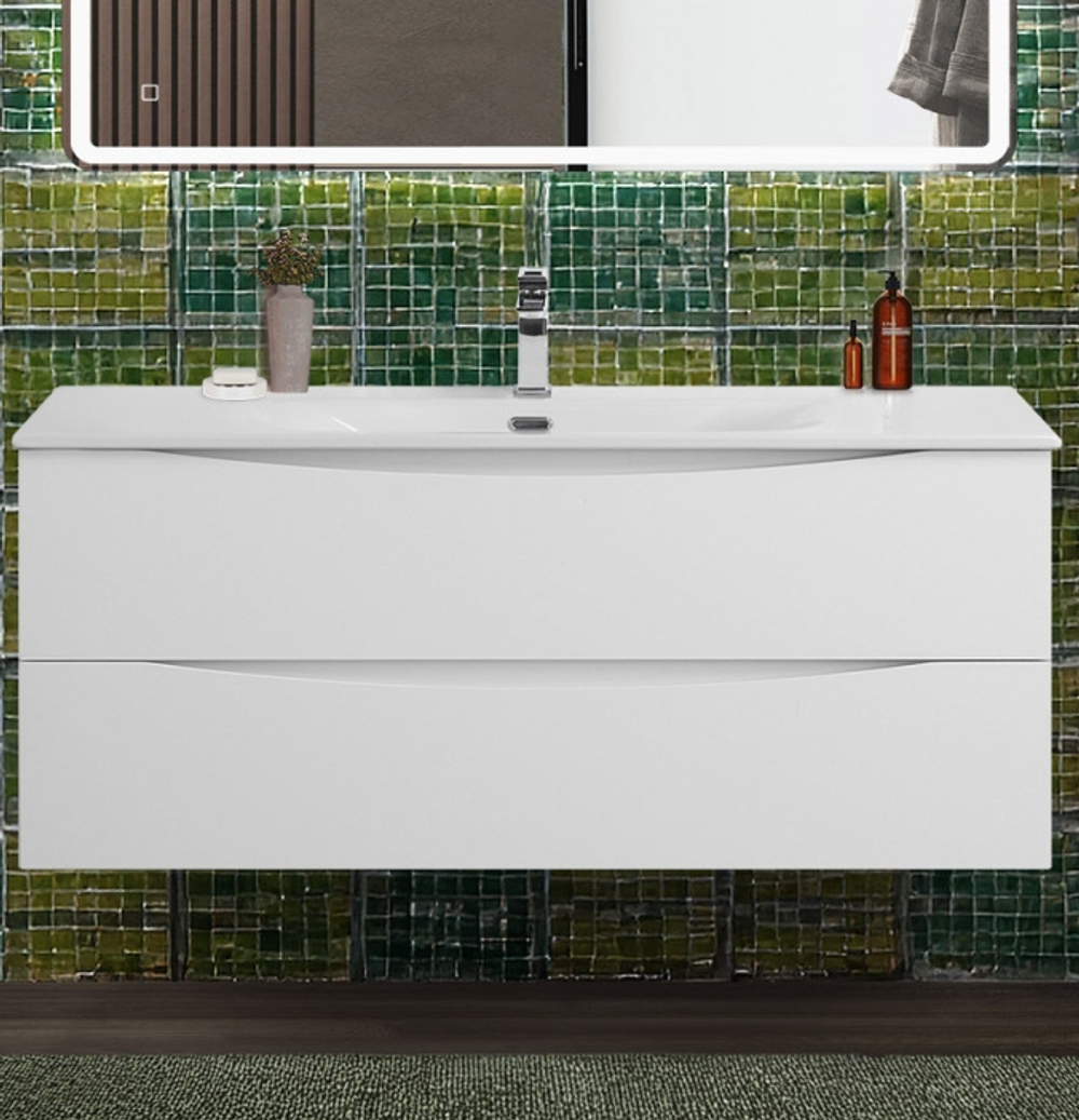 Тумба с раковиной подвесная BelBagno MARINO-CER-N-1200-2C-SO-BL-P Bianco Lucido, раковина белая BB-8099-120