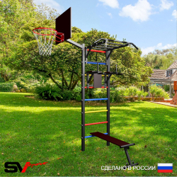 Уличная шведская стенка Sv Sport У444К (Турник-Рукоход/Брусья/Скамья/Щит баскет)