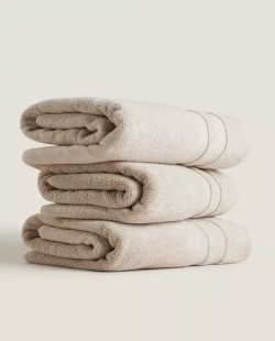 ZARA HOME БАННОЕ ПОЛОТЕНЦЕ С ДВОЙНОЙ КАЙМОЙ, ПЕСОЧНЫЙ