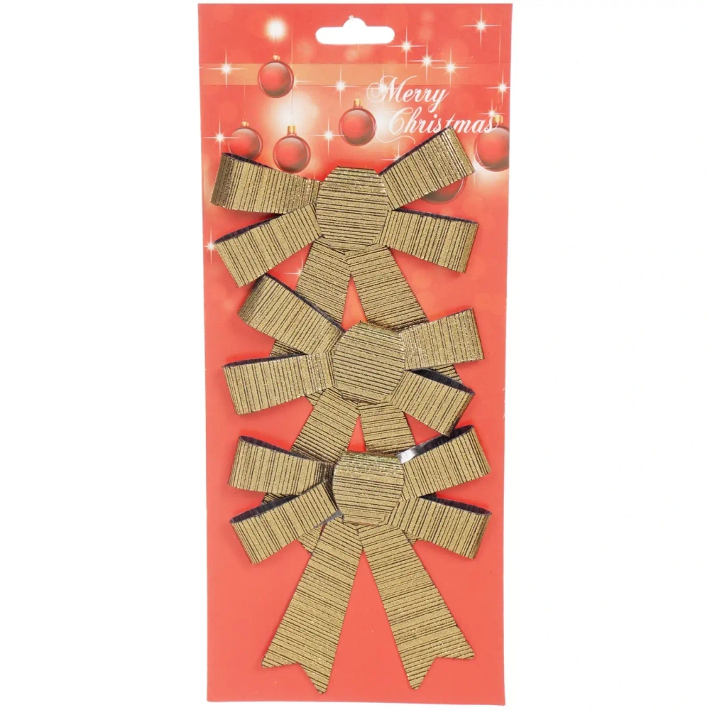 Бант на ёлку «Элегант» 10*11 см (набор 3 шт), Черное золото