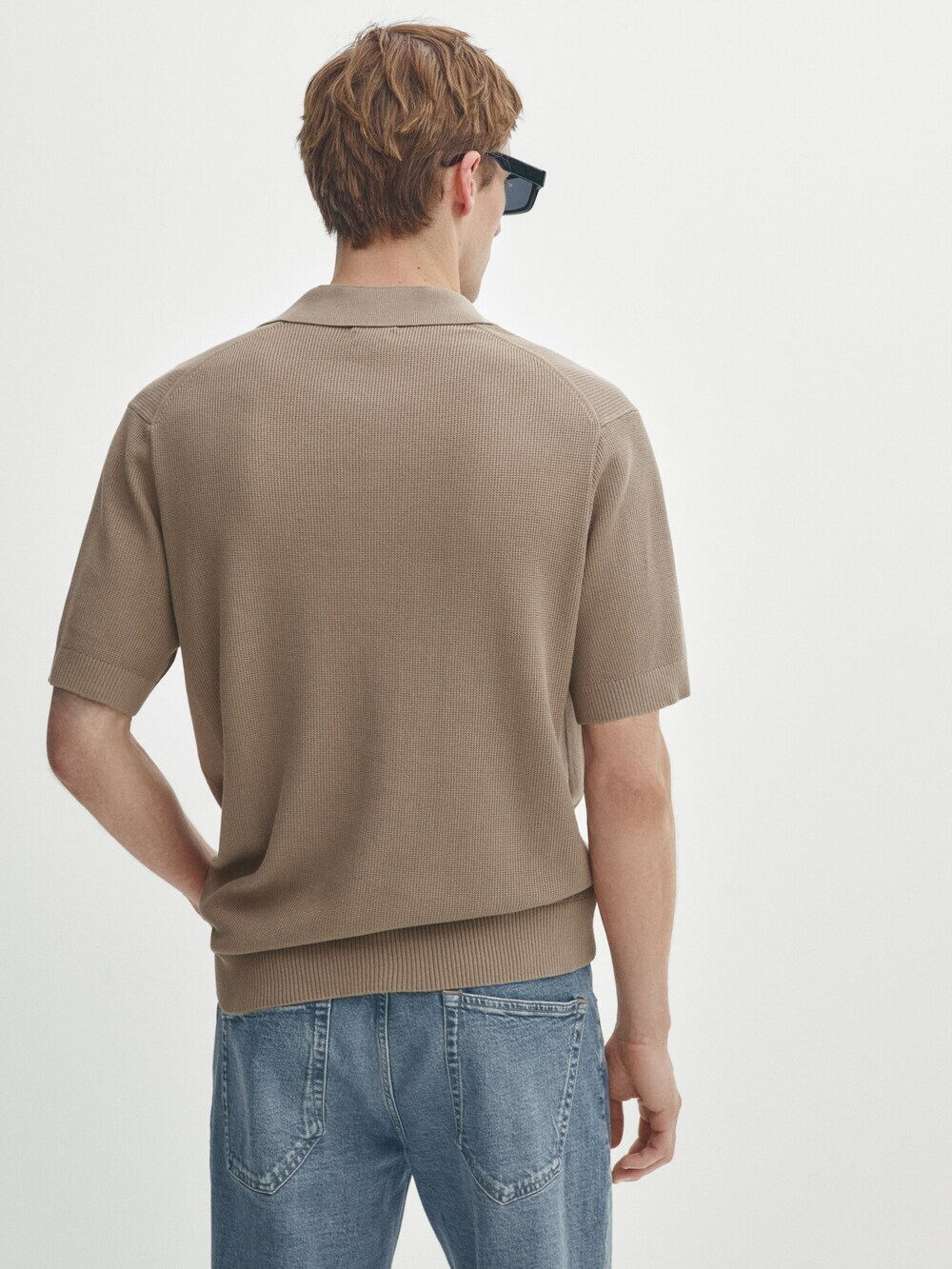 Massimo Dutti Трикотажное поло с короткими рукавами, норка