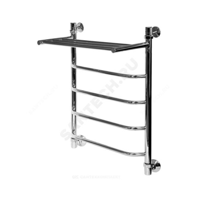 Полотенцесушитель водяной нерж сталь Лесенка Ду 25 (1") НР с полочкой 500х1000мм 6П нижнее подключение б/к Уют Элит-Металл ВБК-16-10