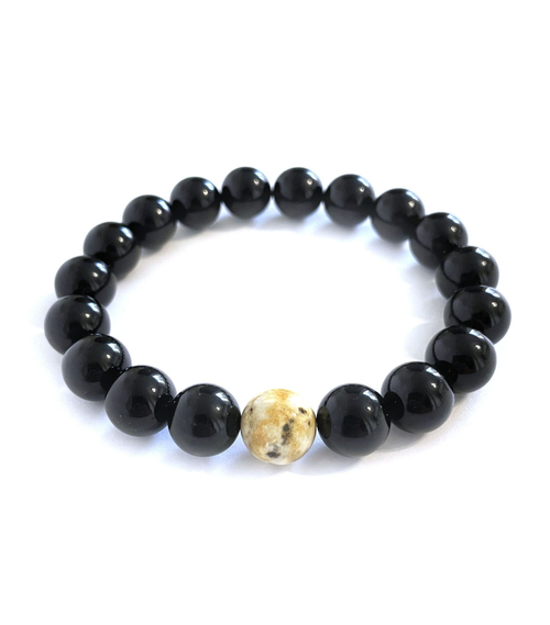 Браслет мужской/женский из натурального янтаря, бусины 10 мм