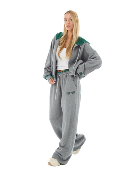 Серо-зеленый спортивный костюм с лого