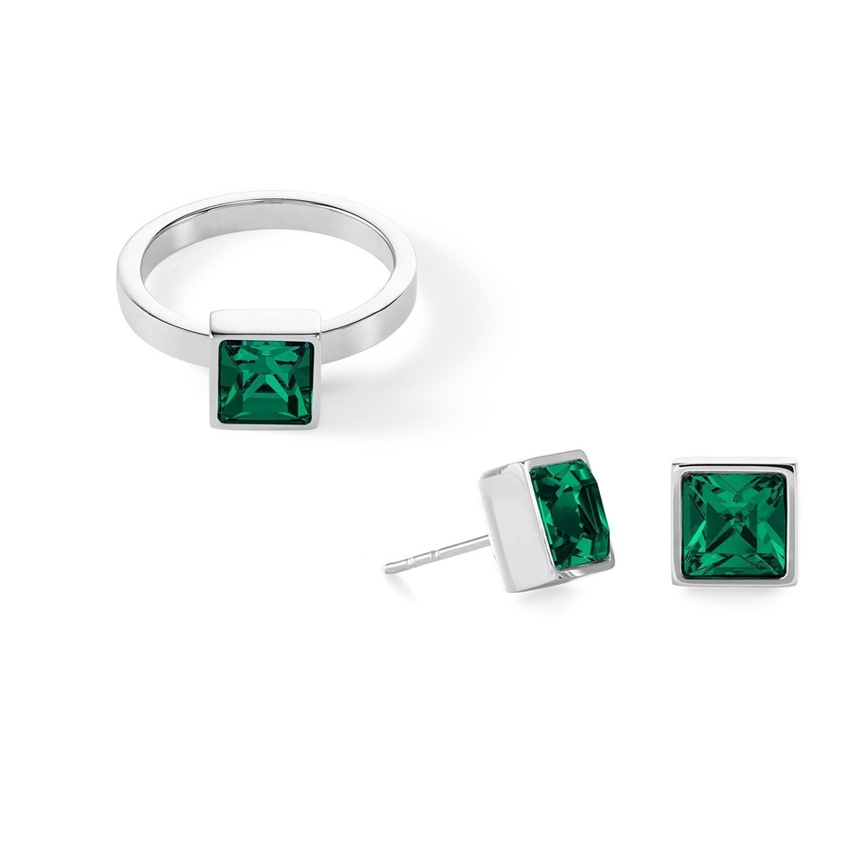 Серьги-пусеты Coeur de Lion Dark green-silver 0500/21-0548