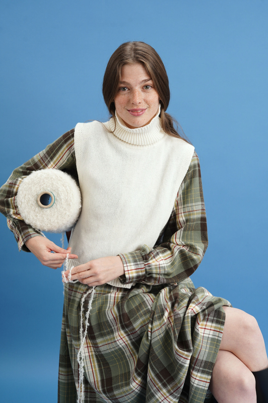 Манишка из кашемира с мериносом молочного цвета