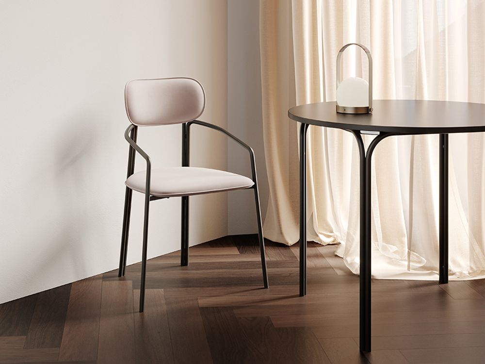 Стул Ror, Round, велюр, черный/розовый