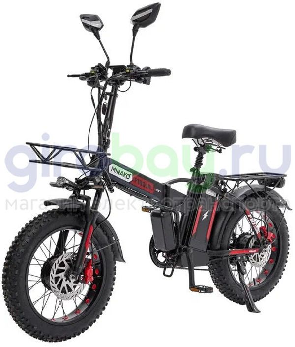 Электровелосипед Minako F10 Pro Dual 48V/20Ah (полный привод) 2025 года - Красный обод фото №1