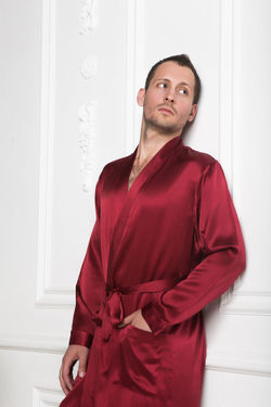 Халат шелковый мужской Luxe Dream винный