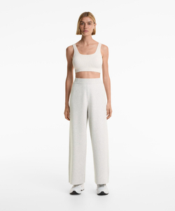 OYSHO Прямые брюки с резинкой по бокам, серый меланж