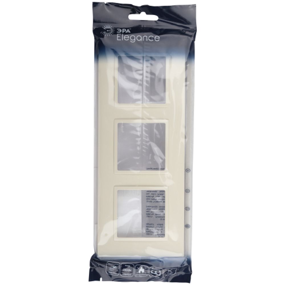 Рамка для розеток и выключателей ЭРА Elegance 14-5013-02 Classic, на 3 поста, слоновая кость