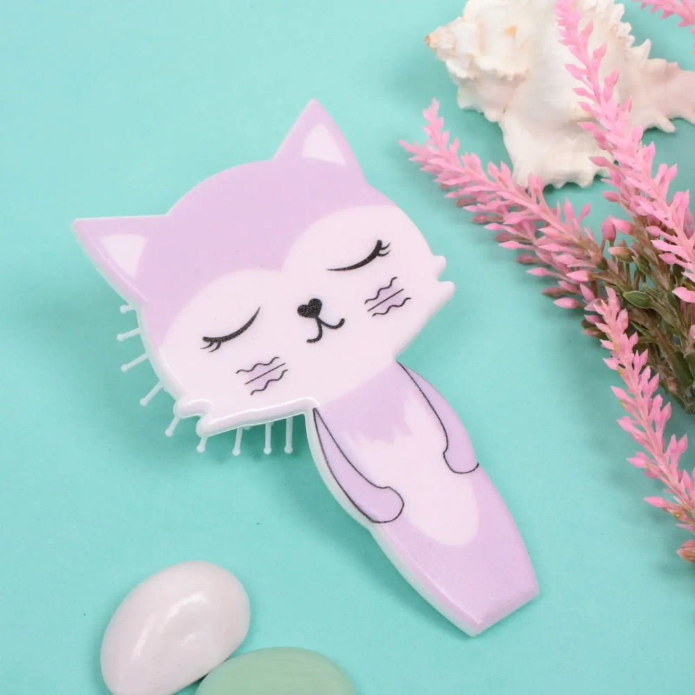 Расческа массажная детская «Zverushka» котик, 7*13см, в пластиковой коробке