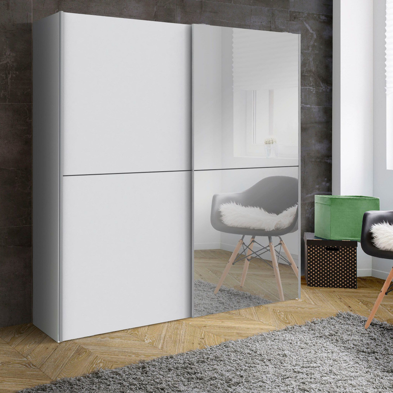 Шкаф купе 170х60х196, Муро, для одежды, с зеркалом, с раздвижной системой Hettich TopLine L, белый, Dipriz