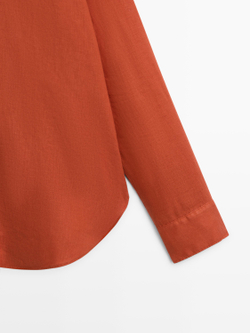 Massimo Dutti Свободная рубашка из 100% льна, оранжевый