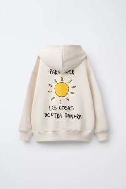 ZARA ХУДИ С ПРИНТОМ «СОЛНЦЕ» ALGO DE JAIME ©, ЭКРЮ/БЕЖЕВЫЙ