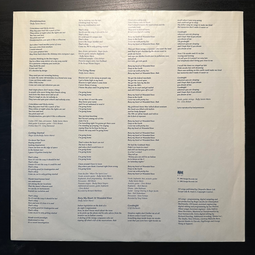 Buffy Sainte-Marie - Coincidence & Likely Stories (Европа 1992г.)