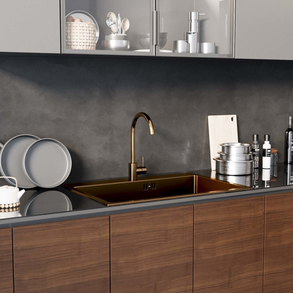 Смеситель для кухни 35k MIXLINE MLSS-0303BR трубчатый излив, БРОНЗА