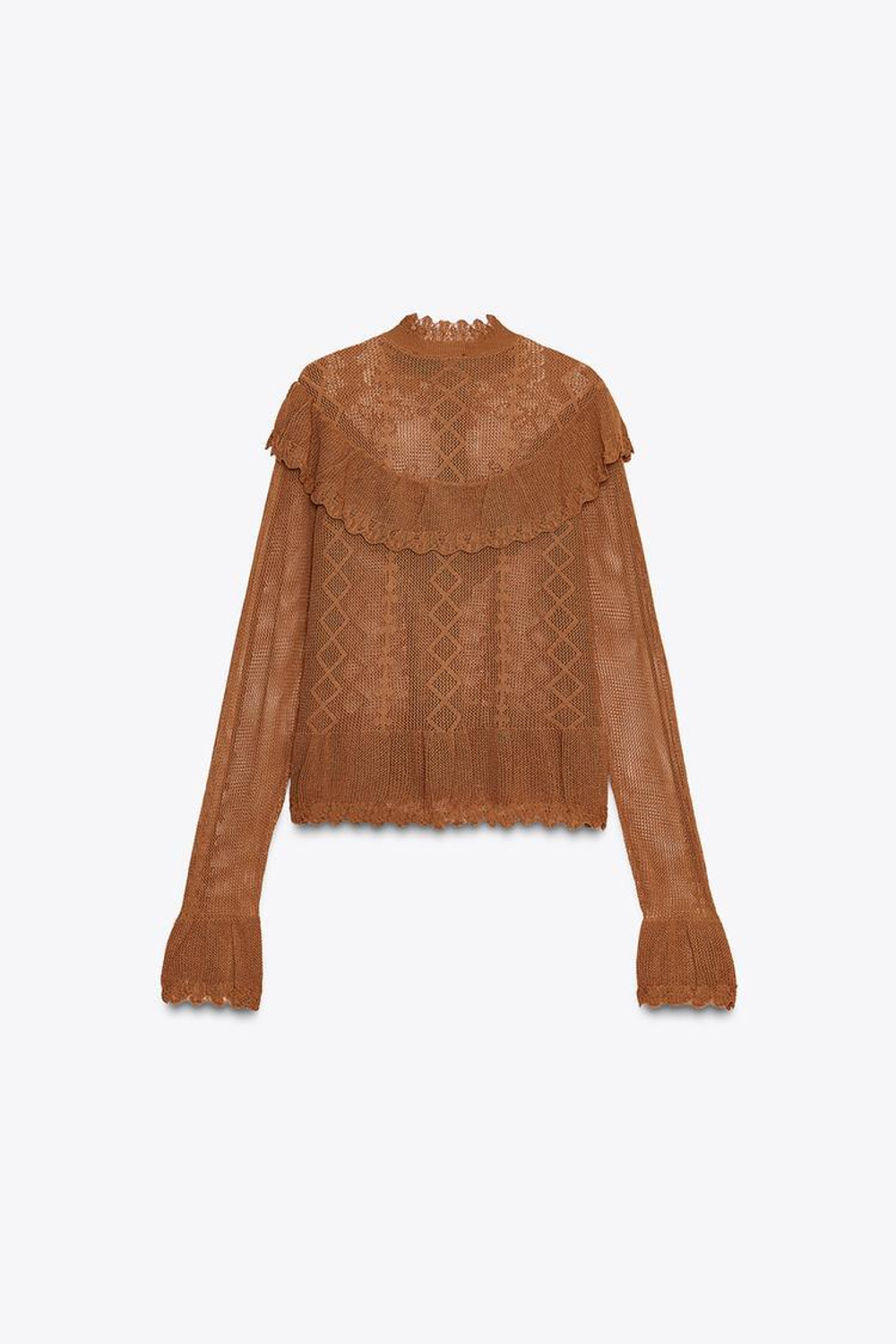 ZARA АЖУРНЫЙ КАРДИГАН, КОРИЧНЕВЫЙ