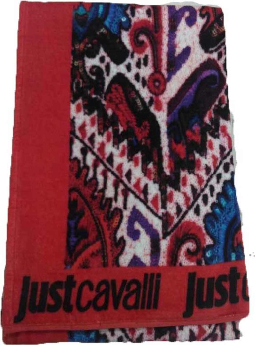 Полотенце пляжное 100x180 Just Cavalli красное с черным