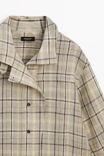 Рубашка из 100% льна в клетку на пуговицах - MASSIMO DUTTI
