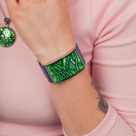 Браслет Fiore Luna на кожаном синем ремешке CB00230-11 G/S