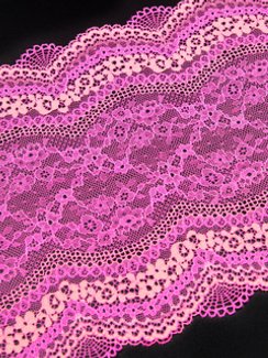 03-230 Кружево эластичное 22 см, ярко-розовый/коралл