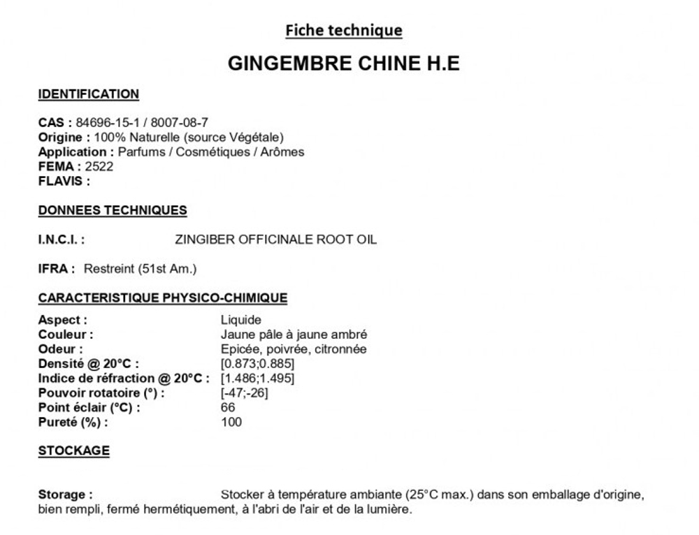 GINGER CHINE EO / ИМБИРЬ КИТАЙСКИЙ Э.М. CAS 84696-15-1, 8007-08-7