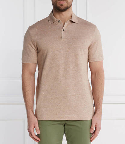 Льняное поло Press 56 BOSS BLACK - бежевый(50511600)