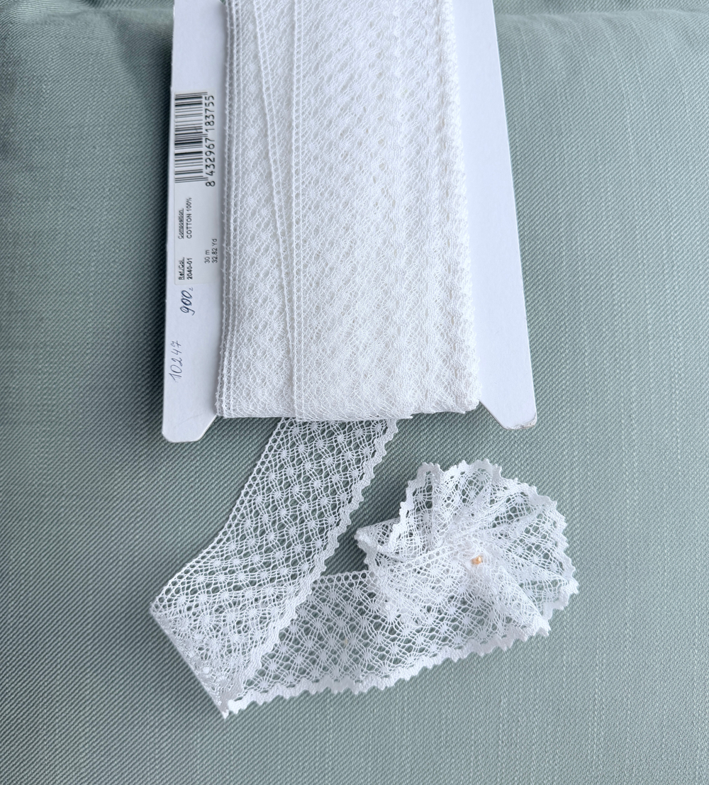 Кружево натуральное однотонное 100% хлопок ш-5см Греция