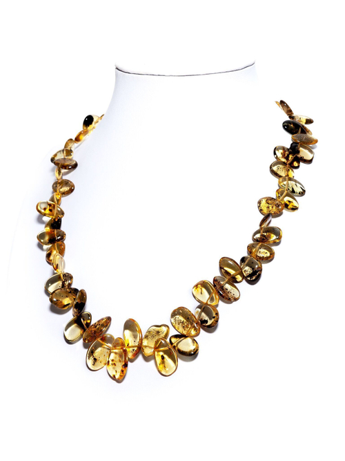 Уникальные бусы из янтаря с инклюзом (муравей), длина 50 см, длина бусин до 2 см. Бусы из натуральных камней.