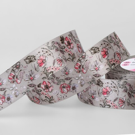 Лента атласная 25мм, холодные цветы АУ 9898117