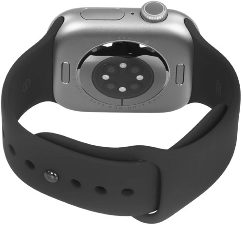 Часы Apple Watch Series 11 42 мм, Space Grey Aluminium (серый космос), ремешок Sport Band, цвет: черный (Black), размер: S/M