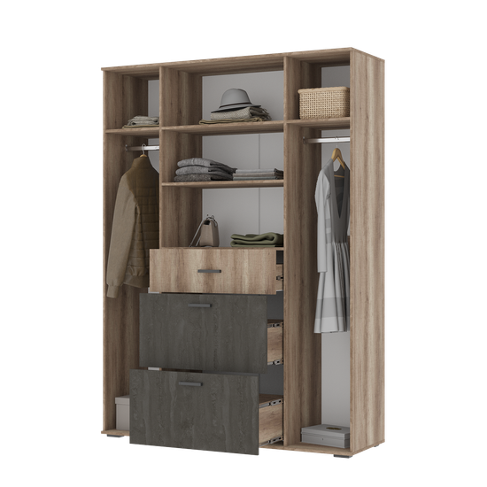 НЕЛЬСОН ШК 03 ШкафФасад ЖЕЛЕЗНЫЙ КАМЕНЬ/Корпус ДУБ КАНЬОН