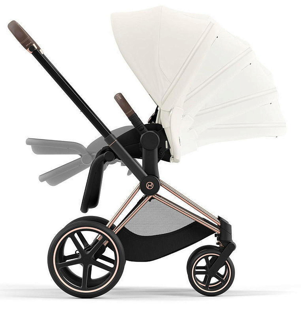 Коляска Cybex Priam IV Rosegold complete и автокресло Cloud G i-Size Moon Black Plus 3 в 1 Off White
