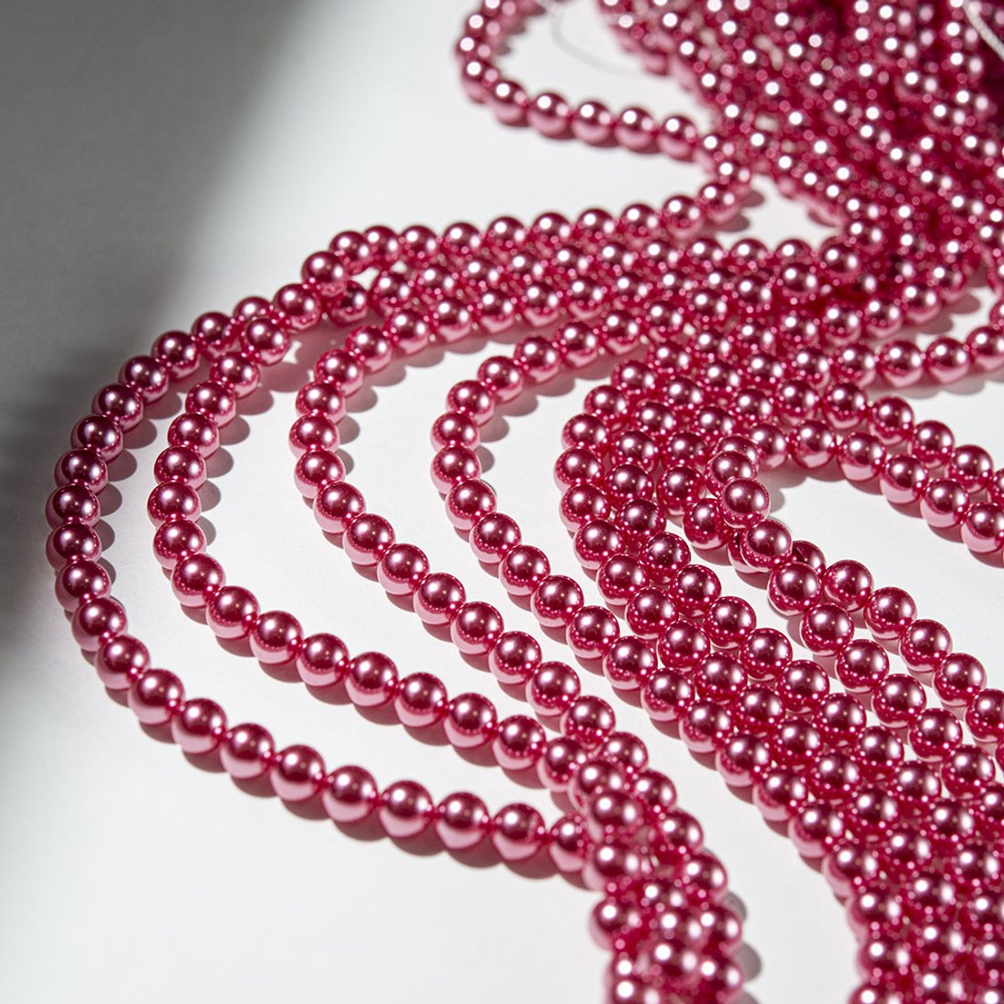 Хрустальный жемчуг, оттенок "Metalic Pink", шар 6мм, улучшенное покрытие