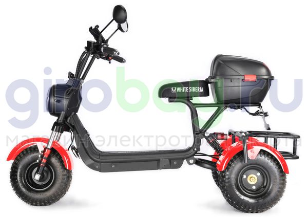 Электроскутер WHITE SIBERIA TRIKE MINI 1500W - Красный фото №4