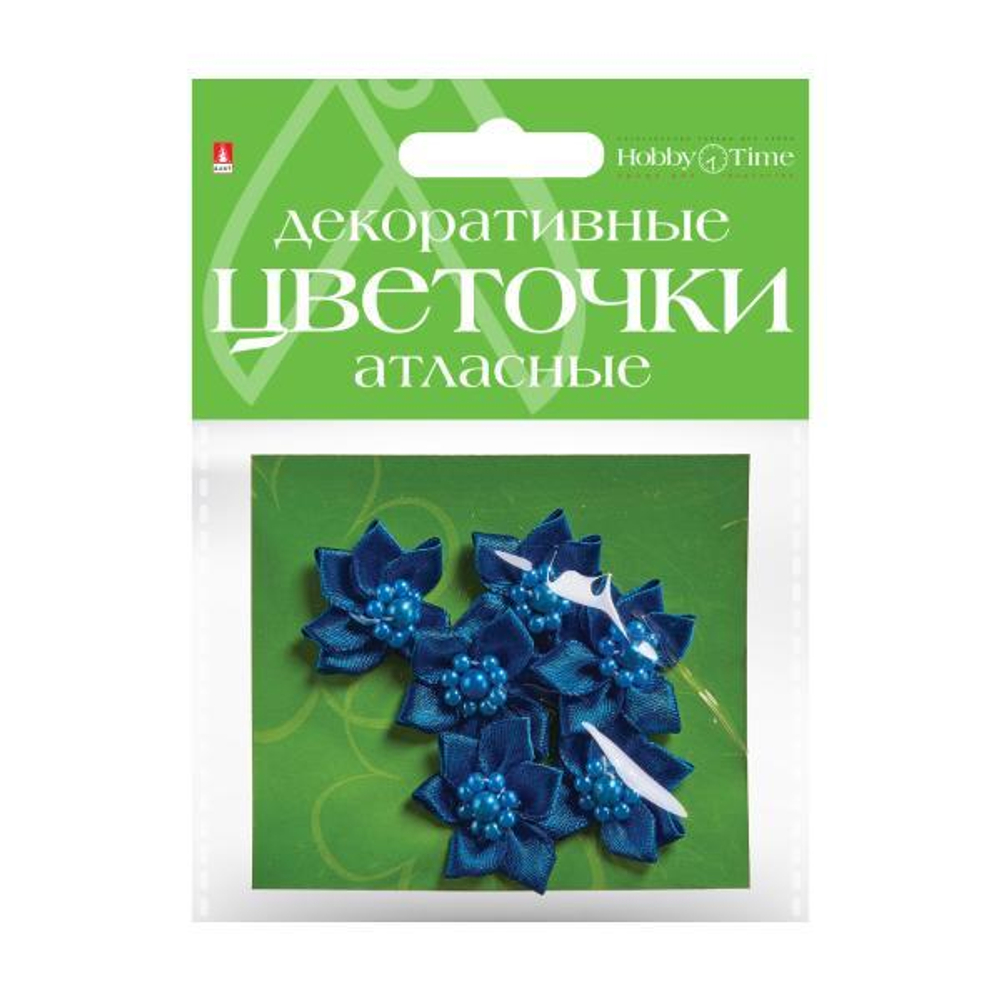 Декор "Цветочки 1", ассорти, 4 цв, тканевые элементы, Hobby Time