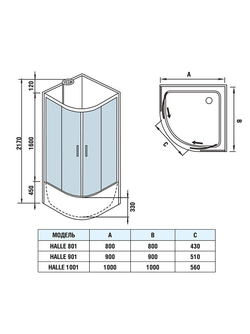 Душевая кабина WeltWasser  WW500 HALLE 901 900х900х2170 мм 10000003239