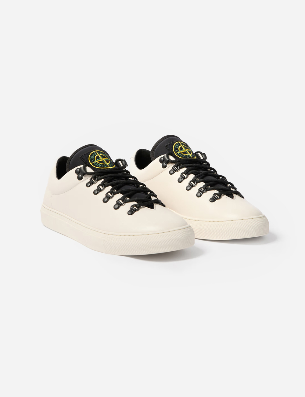 Stone Island Leather Lace-Up Sneaker "White"