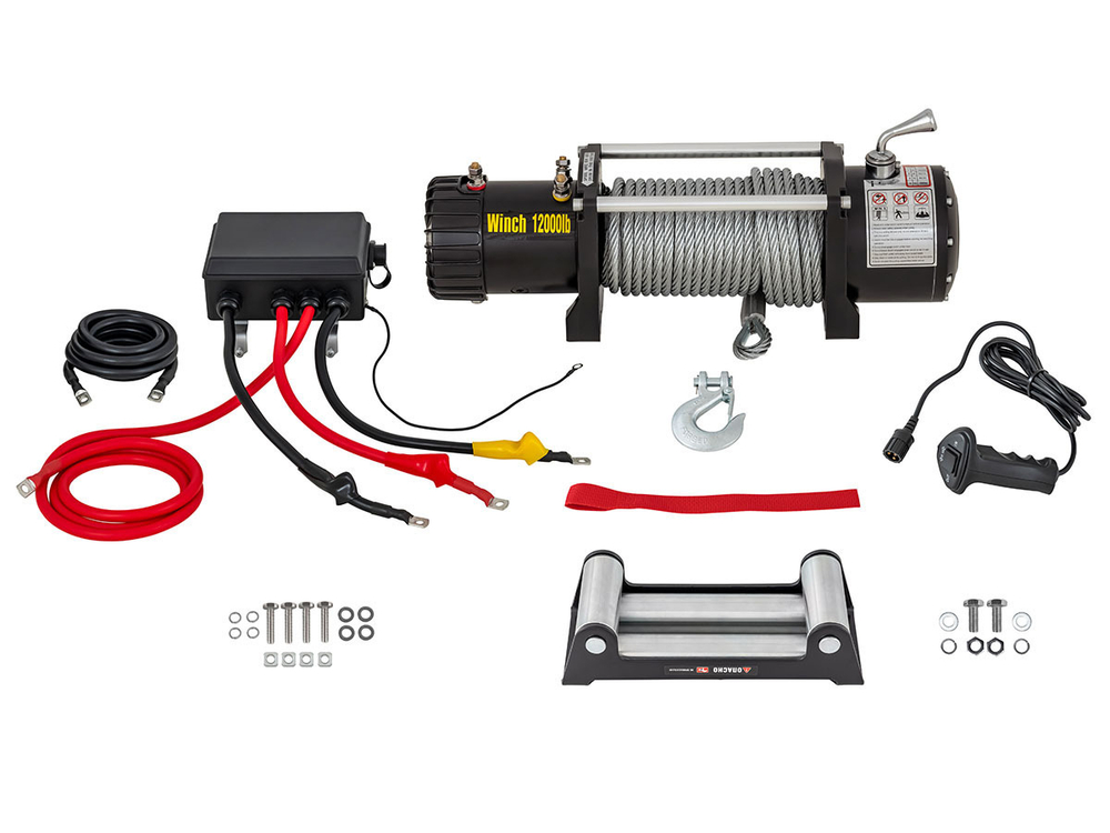 Лебёдка электрическая 12V Electric Winch 12000 lbs 5443 кг роликовые губки, стальной трос