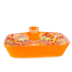 Блюдо с ручкой " " (оранжевый) 23х14,5см (min9) (транспортная упаковка)